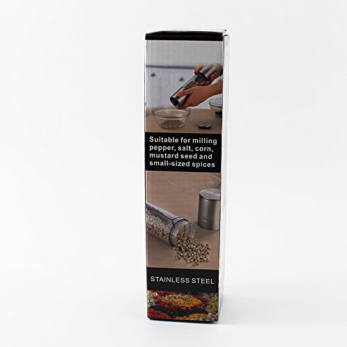 2-in-1 Salt and Pepper Grinder Set by Chef Keri- Premium Salt and Pepper Mill - Ceramic Grinding Mechanism Mill, Sleek Stainless Steel Design