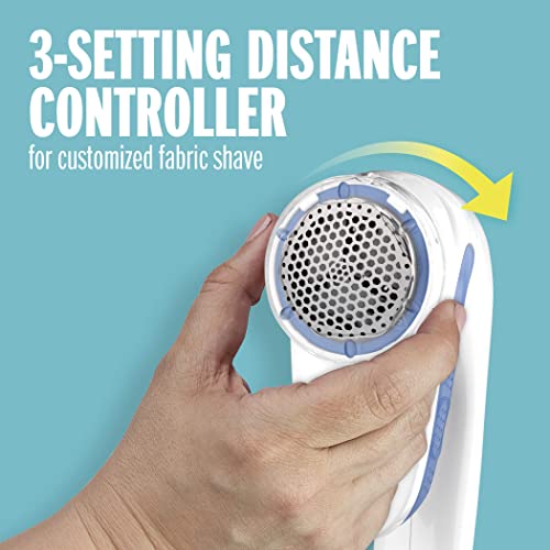Conair Fabric Shaver and Lint Remover, Battery-Operated Portable Clothes Shaver with 3 Settings, Fuzz Remover for Sweaters, Clothing and Furniture, Large 2-Inch Shaving Head, White
