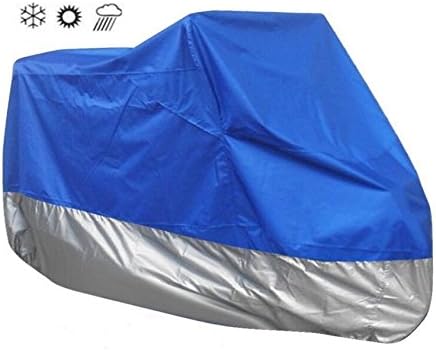 Motorcycle Motor Scooter Waterproof UV Dust Protector Rain Cover, 180T Oxford Fabric Outdoor Cover, Water Resistant Dustproof Ultra Violet Protective, by JFQ (XL, Blue+silver)