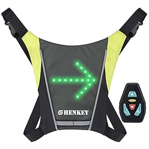 SHENKEY LED Turn Signal Vest,LED Reflective Vest with Direction Indicator – Remote Control, Turning Lights, Waterproof…
