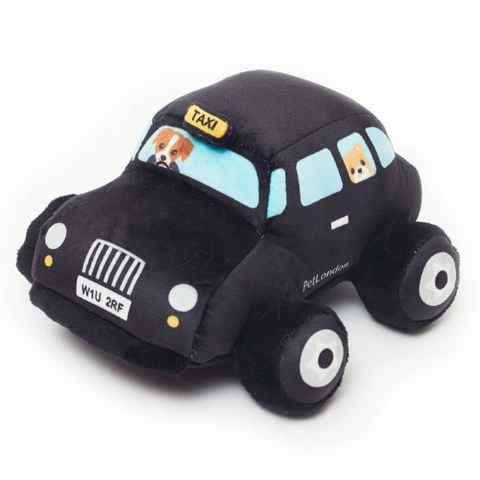 Pet London British Taxi Dog Toy - UK style squeaker inside and printed dogs design