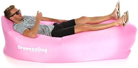 Breeeze - Premium Inflatable Air Filled Lounger With Shoulder Bag. Nylon Fabric Suitable For Beach, Camping, Hiking and Hanging Out. (Pink)