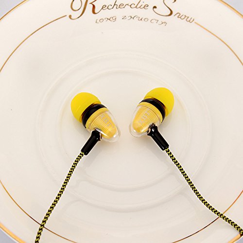 Amaping Universal 3.5mm in-Ear Stereo Earbuds Earphone Capsule Shape Clear Shell Protcetive Headphone Set Cell Phone MP3 MP4 Player (Yellow)