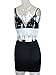 TOB Womens Summer Sexy 2 Piece Bodycon Slip Satin Skirt Set Mini Dress Black, Medium