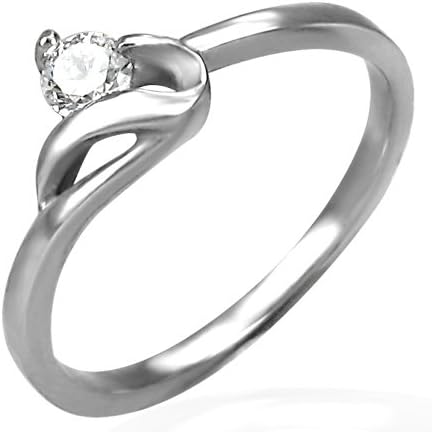 Amazon A 指輪 リング サージカル ステンレス 316l シルバー ヘスティアステンリング Oro040 サイズ 14号 ジルコニア エンゲージリング 小さいサイズ 女性用 薬指 小指 関節 アクセサリー リング 通販