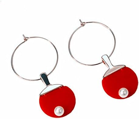 Japan and South Korea red table tennis racket earrings femininity Korean personality wild creative earrings 2018 new
