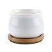 T4U 2.75 Inch Ceramic White Jar Shape Design Succulent Plant Pot/Cactus Plant Pot Flower Pot with Free Bamboo Tray/Container/Planter White