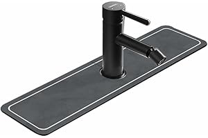 CYlovinho Kitchen Sink Faucet Splash Guard, Faucet Absorbent Mat, Silicone Faucet Water Catcher Mat for Countertops, Bathrooms, Farmhouses, RVs (Striped dark gray, 5.4''*14.96'')