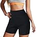 Rolewpy Neoprene Sauna Sweat Shorts for Women Weight Loss Workout Thigh Pants with Pocket Slimming Hot Thermo Sport Capris (Black02, Medium)