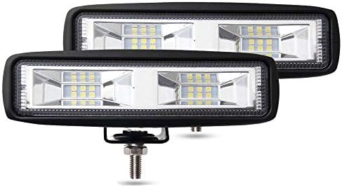 Super Slim LED Light Bar - 6inch Led Flood Light 12 Led Driving Lamp Heavy Duty LED Light Bar with Stand 6500K Waterproof IP67 for Offroad,Jeep,Boat,SUV,UTV,Truck,ATV (2 PCS 36W Flood)