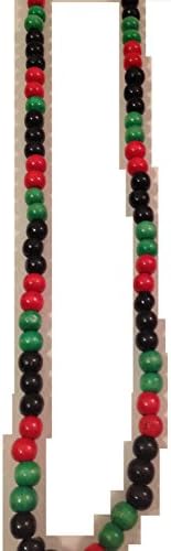 Red, Black &amp; Green Beaded Necklace RBG Marcus Garvey 16" Jewelry Chain