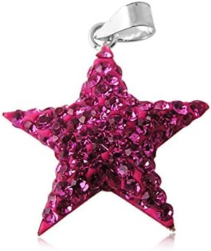 Pink Sapphire Muti Crystal Stone STAR with 925 Sterling Silver Pendant Body jewelry.