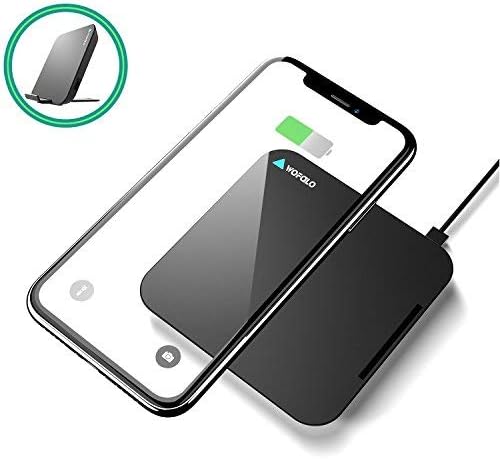 Wofalodata Fast Wireless Charger Pad with Stand Wireless Charging Pad for iPhone Xs XR XS MAX/9/8/8 Plus Galaxy Note S9/S9/8/5 S8/S8 Plus S7/S7 Edge S6 Edge (No AC Adapter)