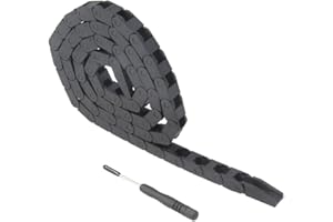 Zeberoxyz 7x7mm Drag Chain Length 1Meter Close Type Black Plastic Flexible Cable Carrier R18 with Flat Wrench for 3D Printer and CNC Machines
