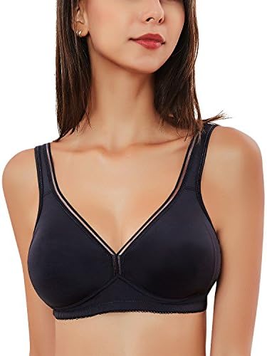 Gnowann Womens Full Coverage Bra Wire-Free Soft Molded Support Smooth Bra Black 34B