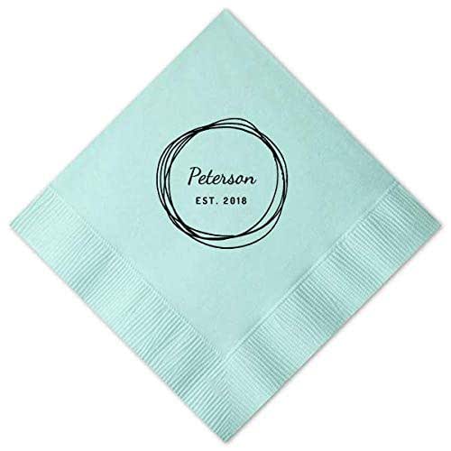 Wedding Bar Napkins Personalized Gold Foil Monogram Bridal