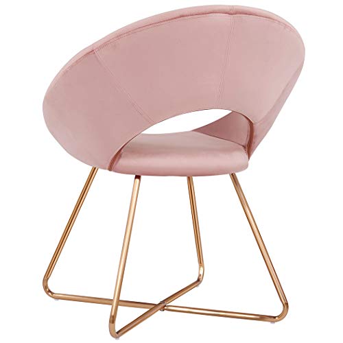 Duhome Modern Upholstered Living Room Accent Chairs Home Office Chairs for Dining Room Contemporary Velvet Arm Leisure Chairs for Bedroom 1 pcs, Salmon Pink - Thumbnail 4