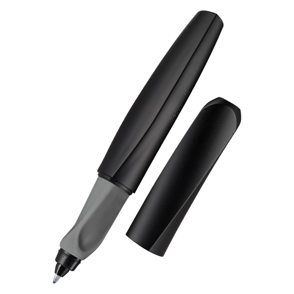 Pelikan Twist Rollerball Pen, Refillable Writing Pen for Left- and Right-Handed Users, Ergonomic Design with Blue Ink, Black