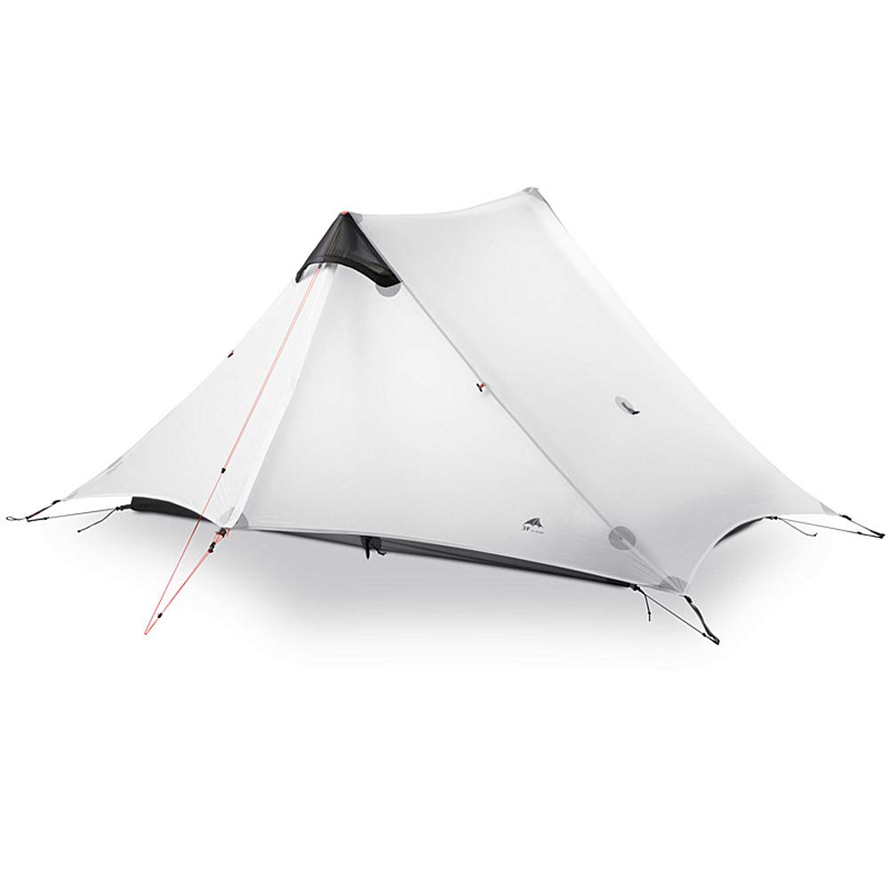 Photo 1 of 3F UL GEAR Lanshan 2 Person Tent Hiking Ultralight Camping Tent Professional 15D Silnylon Rodless Trekking Pole Tent Waterproof Backpacking Outdoor for Camping, Bivvy (2P Gray 3 Season)