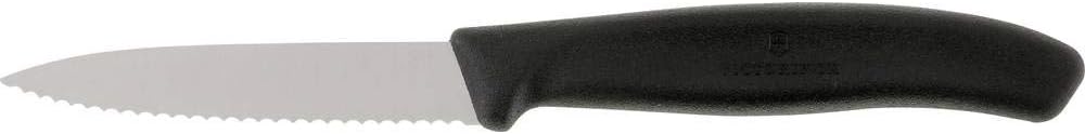 Victorinox Küchenmesser 19 cm Swiss Classic, Extra scharfer Wellenschliff, Ergonomischer Griff, Spülmaschinengeeignet, schwarz