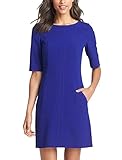 Berydress Women's Short Sleeve with Pockets Seamed Shift Dresses