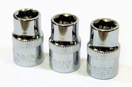 10mm Socket Three Pack (3/8" Drive, Shallow) by Car Guy Tools