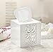 Creative Scents Mirror Janette White Tissue Box Cover Square - Decorative Square Tissue Box Holder for Bathroom with Durable Bottom Slider - Beautiful Mirrored Tissue Holder for Bathroom