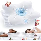 Vuteehy Cervical Neck Pillow for Pain Relief Sleeping, Neck Support Pillows for Sleeping with Cooling Pillowcase, Ergonomic Memory Foam Pillows, Contour Orthopedic Pillow for Side Back Stomach Sleeper