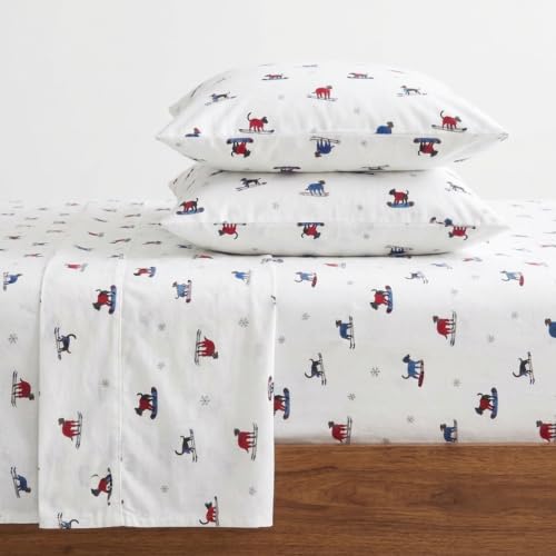 Eddie Bauer - King Sheet Set, Warm Breathable Cotton Flannel Bedding with Deep Pockets, Brushed for Extra Softness, Cozy Home Decor, Oeko-Tex Certified (Ski Patrol, King)