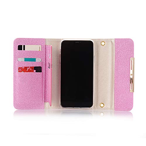 Businda for iPhone 11 6.1 inch Wristlet Handbag, Wallet Case for Women Handbag Zipper Pocket PU Leather Candy Colour for iPhone 11/11R/XIR Release 2019 (Hot Pink) - Thumbnail 3