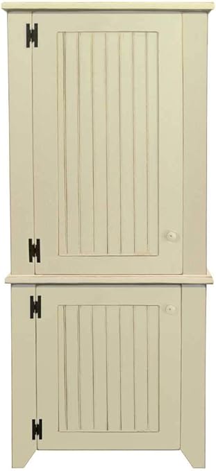 Amazon Com 2 Piece Kitchen Pantry Cabinet Old Cream Kitchen Dining