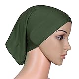 Weixinbuy Women Hijab Cap Under Scarf Bone Bonnet Head Cover Up Army Green
