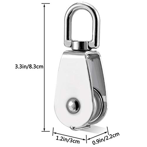 TripleLife 25MM Single Pulley Block in 304 Stainless Steel M25 Single Wheel Swivel Pulley Roller Loading 150kg – Silver 2Pcs - Thumbnail 6