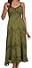 Sakkas Stonewashed Rayon Embroidered Adjustable Spaghetti Straps Long Dress