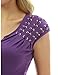 PattyBoutik Women Notch Neck Lace Up Detail Blouse (Purple Small)