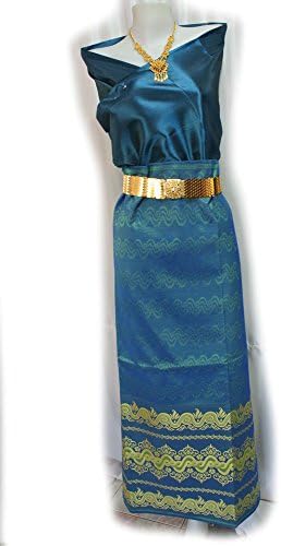 Thai Myanmar Bondi Blue Synthetic Silk Fabric For Women wedding dress SE40
