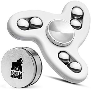 Gorilla Spinners - Upgraded Fidget Spinner Toy with High Speed Quiet Bearing in Premium Metal Gift Box, 2-5 min of Spin Time (white)
