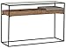 Rivet King Street Industrial Cabinet Media Console Table With Functional Storage, Walnut, Black Metal, Glass