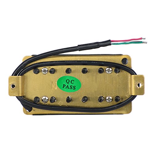 FLEOR Alnico 5 Electric Guitar Double Coil Humbucker Pickup Neck Pickup Adjustable Pole Piece, 50mm, 4 Wire, Black