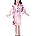 WONDERFIT Girls Stain Kimono Peacock Flower Robe for Spa Wedding Birthday Pink 9-10