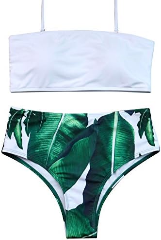 MOOSKINI Womens Padded Two Piece Tankinis Printed Leaf Bikini Set Swimsuit