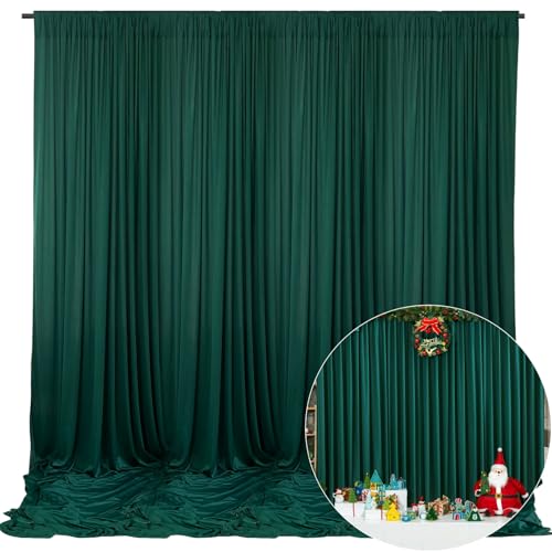 Photo 1 of 10 x 10 Feet Dark Green Backdrop Curtain for Partie, Background Curtains for Photoshoot, Birthday, Wedding, Halloween, Thanksgiving, Christmas Day, New Year Party Decorations 5Ft x 10Ft, 2 Panels