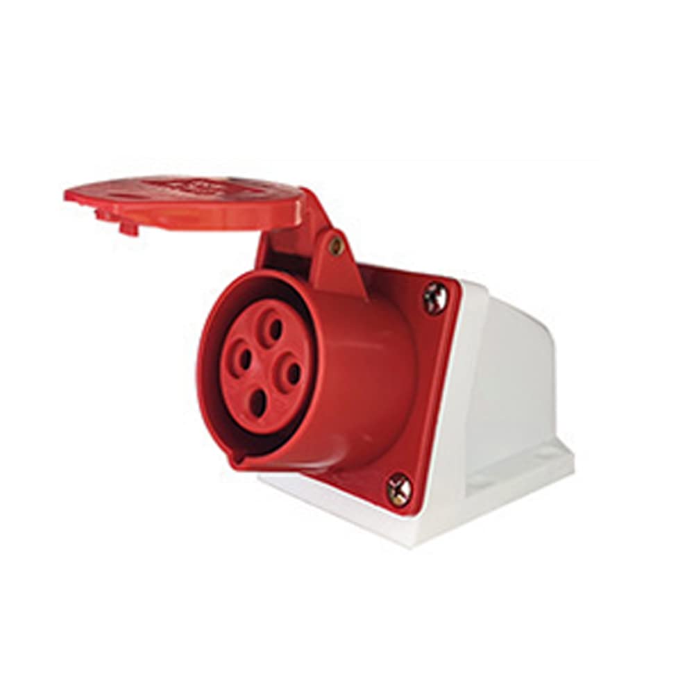 ExcInter 4PIN 32A Wall mounted socket Industrial Plug Sockets 2P+E Weatherproof IP44 Camping Caravan Industrial