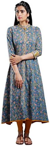 WRAP IN SILK Printed Kalidar Slim Fit Long Kurta Women (WRAP_KUR_0009)