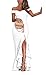 PRETTYGARDE Womens Off Shoulder Flouncing Mermaid Formal Prom Gowns High Low Party Dress White X_Large
