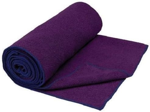 Gaiam Thirsty Yoga Mat Towel 24" X 68" Purple With Blue Edging Super Absorbent Fast Drying