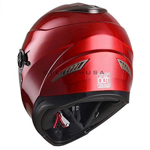 LeeMas Inc DOT Approved Motorcycle Full Face Helmet Double Visors ABS Air Vent Lightweight Motorbike Touring Sports (Size M, RED) - Thumbnail 3