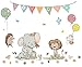 Kids Wall Decals Stickers Nursery Decor Baby Room Decor Nursery Wall Stickers Safari Woodland Scene for Baby Toddler Boys & Girls Rooms Peel and Stick Jungle Animal Stickers Elephant Baby Gift