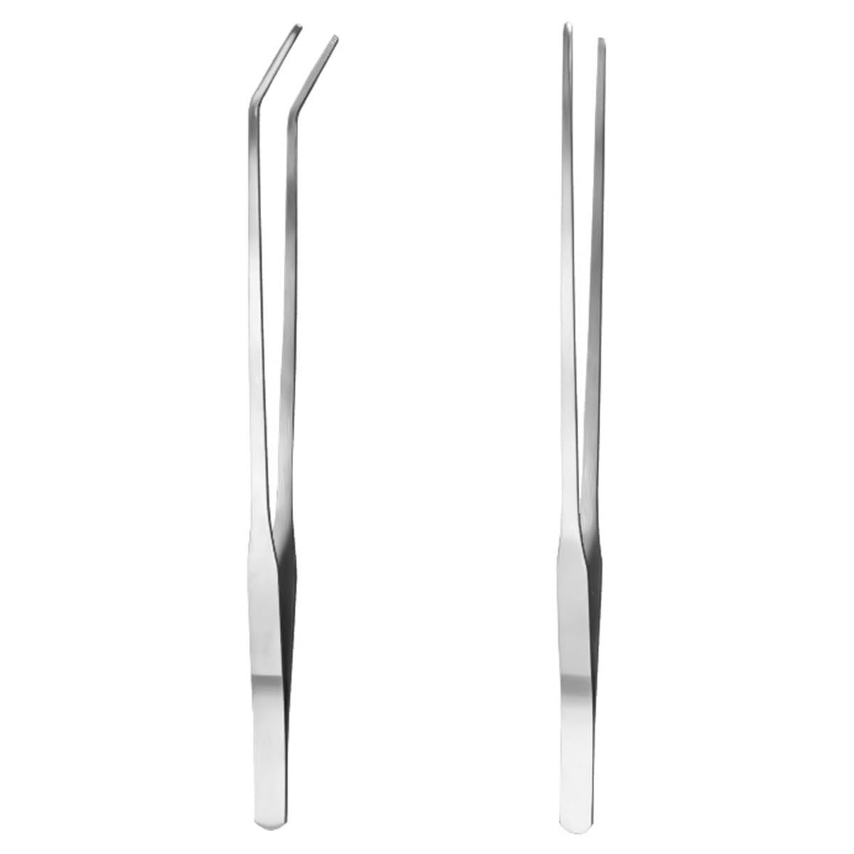 Pack of 2 Aquarium Tweezers Long Stainless Steel Straight and Curved Tweezers Long Feeding Tongs for Aquascape Curved for Aquascaping