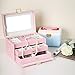 SONGMICS Jewelry Box, Girls Jewelry Organizer, Lockable Mirrored Storage Case, Pink UJBC116